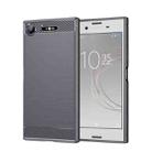 For Sony Xperia XZ1 Brushed Texture Carbon Fiber TPU Phone Case(Grey) - 1