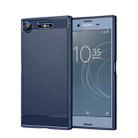 For Sony Xperia XZ1 Brushed Texture Carbon Fiber TPU Phone Case(Blue) - 1