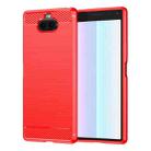 For Sony Xperia 8/8 Lite Brushed Texture Carbon Fiber TPU Phone Case(Red) - 1