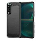 For Sony Xperia 5 III Brushed Texture Carbon Fiber TPU Phone Case(Black) - 1