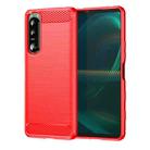 For Sony Xperia 5 III Brushed Texture Carbon Fiber TPU Phone Case(Red) - 1