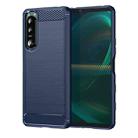 For Sony Xperia 5 III Brushed Texture Carbon Fiber TPU Phone Case(Blue) - 1