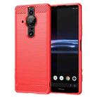 For Sony Xperia Pro-I Brushed Texture Carbon Fiber TPU Phone Case(Red) - 1