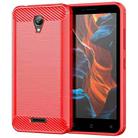 For Lenovo A1010 Brushed Texture Carbon Fiber TPU Phone Case(Red) - 1