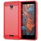 For Lenovo Vibe B Brushed Texture Carbon Fiber TPU Phone Case(Red) - 1