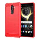 For Lenovo K8 Note/K8 Note Lite Brushed Texture Carbon Fiber TPU Phone Case(Red) - 1