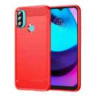 For Lenovo K14 Brushed Texture Carbon Fiber TPU Phone Case(Red) - 1