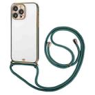 For iPhone 14 Electroplated Two-color TPU Phone Case with Lanyard (Dark Green) - 1