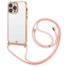 For iPhone 14 Plus Electroplated Two-color TPU Phone Case with Lanyard (Pink) - 1