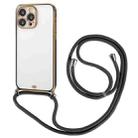 For iPhone 14 Plus Lanyard Electroplate Two Color Phone Case (Black) - 1