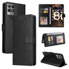 For Realme 8i GQUTROBE Skin Feel Magnetic Leather Phone Case(Black) - 1