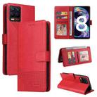 For Realme 8 GQUTROBE Skin Feel Magnetic Leather Phone Case(Red) - 1