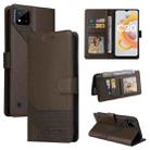 For Realme C20 GQUTROBE Skin Feel Magnetic Leather Phone Case(Brown) - 1