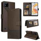 For Realme C21Y GQUTROBE Skin Feel Magnetic Leather Phone Case(Brown) - 1