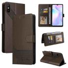 For Xiaomi Redmi 9A GQUTROBE Skin Feel Magnetic Leather Phone Case(Brown) - 1