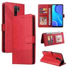 For Xiaomi Redmi 9 GQUTROBE Skin Feel Magnetic Leather Phone Case(Red) - 1