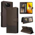 For Xiaomi Poco X3 NFC GQUTROBE Skin Feel Magnetic Leather Phone Case(Brown) - 1