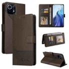 For Xiaomi Mi 11 GQUTROBE Skin Feel Magnetic Leather Phone Case(Brown) - 1