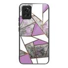 For OnePlus Ace Abstract Marble Pattern Glass Protective Case(Rhombus Gray Purple) - 1