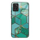 For OnePlus Ace Abstract Marble Pattern Glass Protective Case(Rhombus Green) - 1