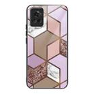For OnePlus Ace Abstract Marble Pattern Glass Protective Case(Rhombus Orange Purple) - 1