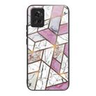 For OnePlus Ace Abstract Marble Pattern Glass Protective Case(Rhombus White Purple) - 1