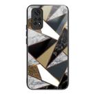 For Xiaomi Redmi Note 11 4G Abstract Marble Pattern Glass Protective Case(Rhombus Golden) - 1