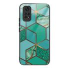 For Xiaomi Redmi Note 11 4G Abstract Marble Pattern Glass Protective Case(Rhombus Green) - 1