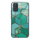 For Xiaomi Redmi Note 11 Pro 4G Abstract Marble Pattern Glass Protective Case(Rhombus Green) - 1