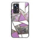 For Xiaomi 12 Pro Abstract Marble Pattern Glass Protective Case(Rhombus Gray Purple) - 1