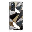 For Xiaomi 12 Pro Abstract Marble Pattern Glass Protective Case(Rhombus Golden) - 1