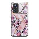 For Xiaomi 12 Pro Abstract Marble Pattern Glass Protective Case(Rhombus Rose) - 1