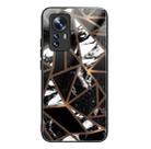 For Xiaomi 12 Pro Abstract Marble Pattern Glass Protective Case(Rhombus Black) - 1