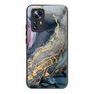 For Xiaomi 12 Pro Abstract Marble Pattern Glass Protective Case(Abstract Gold) - 1