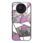 For Xiaomi 12S Ultra Abstract Marble Pattern Glass Protective Case(Rhombus Gray Purple) - 1