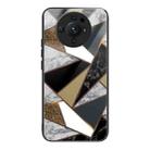 For Xiaomi 12S Ultra Abstract Marble Pattern Glass Protective Case(Rhombus Golden) - 1