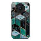 For Xiaomi 12S Ultra Abstract Marble Pattern Glass Protective Case(Rhombus Dark Green) - 1