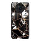 For Xiaomi 12S Ultra Abstract Marble Pattern Glass Protective Case(Rhombus Black) - 1