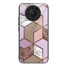 For Xiaomi 12S Ultra Abstract Marble Pattern Glass Protective Case(Rhombus Orange Purple) - 1
