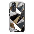 For Xiaomi 12X Abstract Marble Pattern Glass Protective Case(Rhombus Golden) - 1