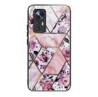 For Xiaomi 12X Abstract Marble Pattern Glass Protective Case(Rhombus Rose) - 1