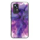 For Xiaomi 12X Abstract Marble Pattern Glass Protective Case(Abstract Purple) - 1