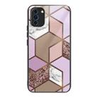 For Huawei Nova 10 Pro Abstract Marble Pattern Glass Protective Case(Rhombus Orange Purple) - 1