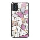 For Huawei Nova 10 Pro Abstract Marble Pattern Glass Protective Case(Rhombus White Purple) - 1