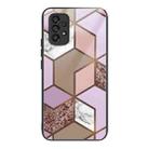 For Samsung Galaxy A53 5G Abstract Marble Pattern Glass Protective Case(Rhombus Orange Purple) - 1