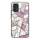 For Samsung Galaxy A53 5G Abstract Marble Pattern Glass Protective Case(Rhombus White Purple) - 1