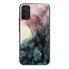 For Samsung Galaxy M13 4G Abstract Marble Pattern Glass Protective Case(Abstract Black) - 1