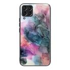 For Samsung Galaxy M33 5G Abstract Marble Pattern Glass Protective Case(Abstract Multicolor) - 1