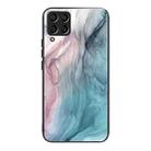 For Samsung Galaxy M33 5G Abstract Marble Pattern Glass Protective Case(Abstract Gray) - 1