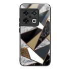 For OnePlus 10 Pro Abstract Marble Pattern Glass Protective Case(Rhombus Golden) - 1